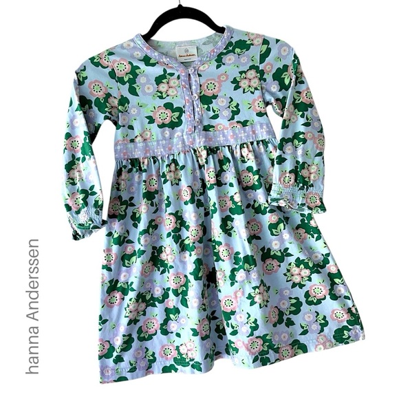 HANNA ANDERSSEN | NWOT GIRLS LONG SLEEVE COTTON FLORAL DRESS | SIZE: 5 (110) - Picture 1 of 9